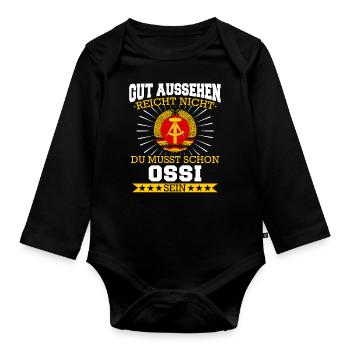 Ostdeutschland Osten Ossi DDR Heimat Ostblock - Baby Bio-Langarm-Body - Schwarz - Vorne