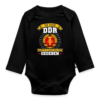 Ostdeutschland Osten Ossi DDR Heimat Ostblock - Baby Bio-Langarm-Body - Schwarz - Vorne