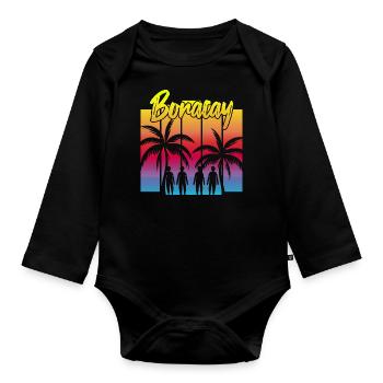 Familien Sonnenuntergang in Boracay - Baby Bio-Langarm-Body - Schwarz - Vorne