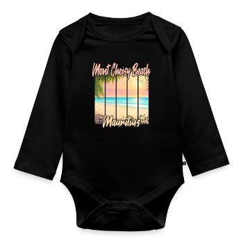 Mont Choisy Beach Sunset - Organic Longsleeve Baby Bodysuit - black - Front