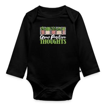 Grow Positive Thoughts Kleingarten Gartenbau - Baby Bio-Langarm-Body - Schwarz - Vorne