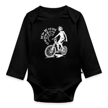 Radfahren als Ausdruck von Stärke und Willenskraft - Baby Bio-Langarm-Body - Schwarz - Vorne