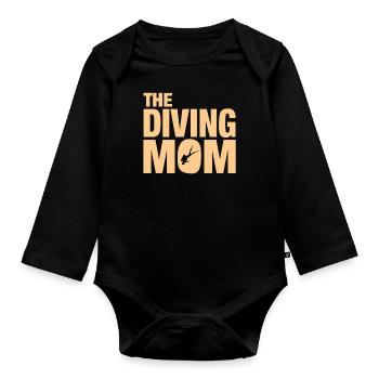 Diving Woman, The Diving Mom - Baby Bio-Langarm-Body - Schwarz - Vorne
