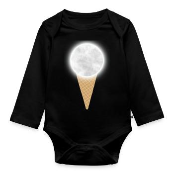 Cornet de lune - Body Bébé bio manches longues - noir - Devant