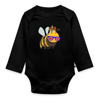Bee Queen Queen Elizabeth II Sunglasses - Organic Longsleeve Baby Bodysuit - black - Front