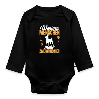 Mehr Zwergpinscher Rehpinscher Pinscher - Baby Bio-Langarm-Body - Schwarz - Vorne