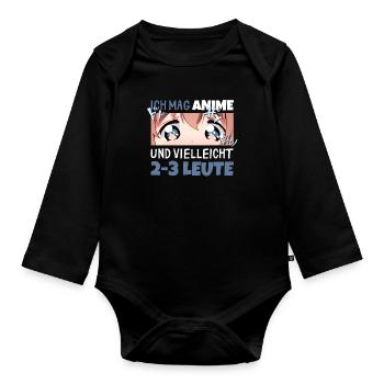 Sarkastisches Kawaii Statement für Manga-Liebhaber - Baby Bio-Langarm-Body - Schwarz - Vorne