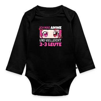 Sarkastisches Kawaii Statement für Manga-Liebhaber - Baby Bio-Langarm-Body - Schwarz - Vorne