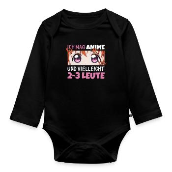 Sarkastisches Kawaii Statement für Manga-Liebhaber - Baby Bio-Langarm-Body - Schwarz - Vorne