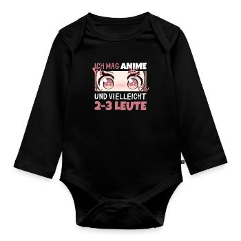 Sarkastisches Kawaii Statement für Manga-Liebhaber - Baby Bio-Langarm-Body - Schwarz - Vorne