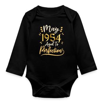 Mai 1954 Mai Geburtstag Mai 1954 - Baby Bio-Langarm-Body - Schwarz - Vorne