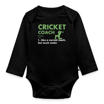 Sport Coach Definition Cricket - Organic Longsleeve Baby Bodysuit - black - Front