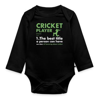 Définition du joueur de sport Cricket - Body Bébé bio manches longues - noir - Devant