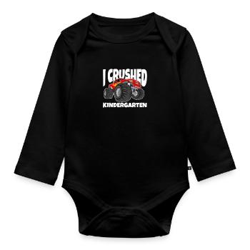 Kindergarten Child School Enrollment School Gift - Organic Longsleeve Baby Bodysuit - black - Front