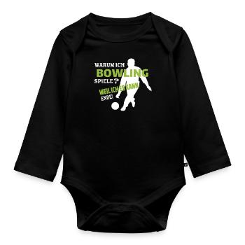 Bowling Zubehör mit Bowling Motiv - Baby Bio-Langarm-Body - Schwarz - Vorne