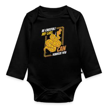 My Girl Can Squeeze You Python Snake Banana - Organic Longsleeve Baby Bodysuit - black - Front