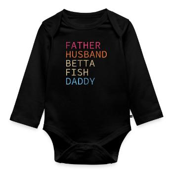 Aquarium, water, swimming, sea creatures - Organic Longsleeve Baby Bodysuit - black - Front