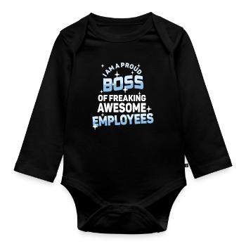 Fier patron de bons employés - Body Bébé bio manches longues - noir - Devant