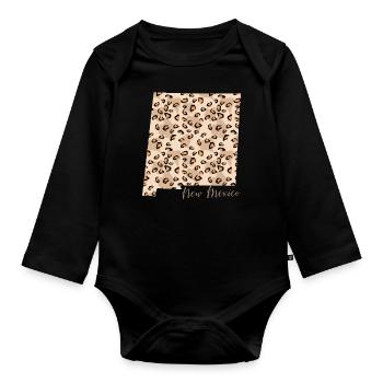 Leopardenmuster Karte Staat New Mexico - Baby Bio-Langarm-Body - Schwarz - Vorne