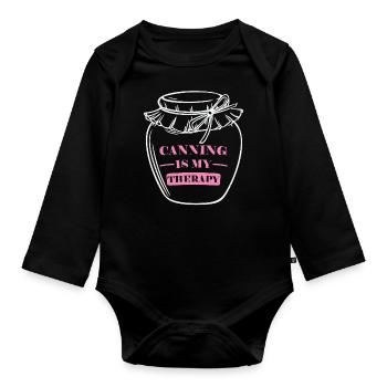 La nourriture en conserve est ma thérapie, la nourriture en conserve - Body Bébé bio manches longues - noir - Devant