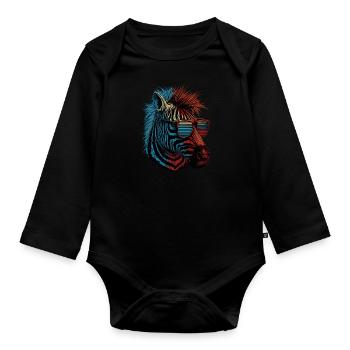Zèbre froid - Body Bébé bio manches longues - noir - Devant