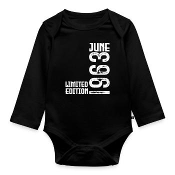 Gift June 1963 anniversary June 1963. June 1963 - Organic Longsleeve Baby Bodysuit - black - Front