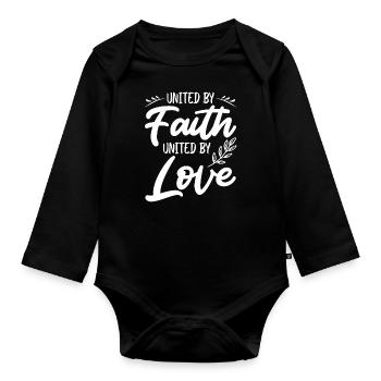 United in faith, united in love - Organic Longsleeve Baby Bodysuit - black - Front