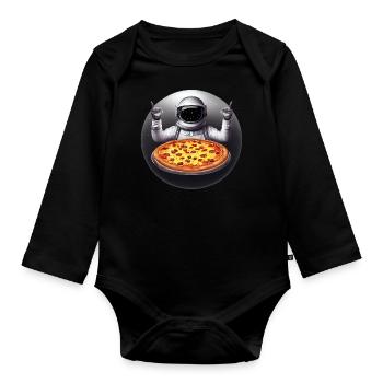 Explorateurs de pizza dans l’espace - Body Bébé bio manches longues - noir - Devant