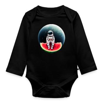 Astronaute sur pastèque - Body Bébé bio manches longues - noir - Devant
