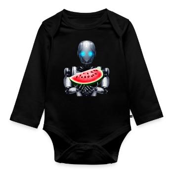 Pastèque pour le robot - Body Bébé bio manches longues - noir - Devant
