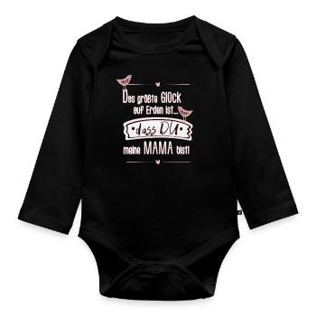Muttertag Mama SabineVegan (Mit Struktur/Kontur) - Baby Bio-Langarm-Body - Schwarz - Vorne