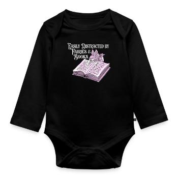 Book Bookworm Bookworm Fairy Book Fairy - Body Bébé bio manches longues - noir - Devant