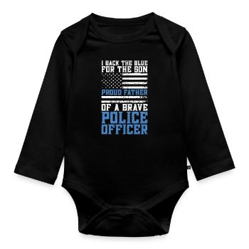 Police Officer I Back The Blue For Law Enforcement - Organic Longsleeve Baby Bodysuit - black - Front