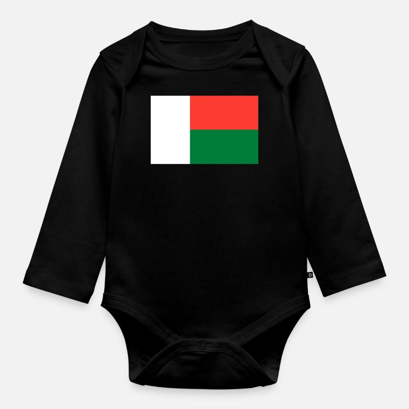 Drapeau de Madagascar - Body Bébé bio manches longues - noir