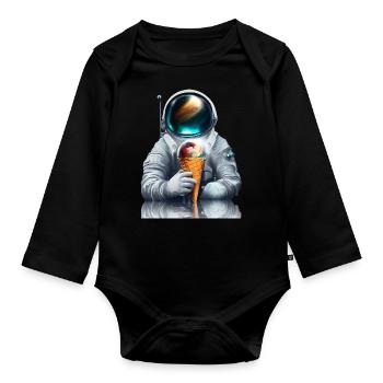 Astronaute de la crème glacée gaufre - Body Bébé bio manches longues - noir - Devant