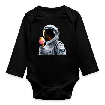 Astronaute de la crème glacée gaufre - Body Bébé bio manches longues - noir - Devant