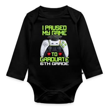 Diplômé 6e année Diplômé Gamer - Body Bébé bio manches longues - noir - Devant