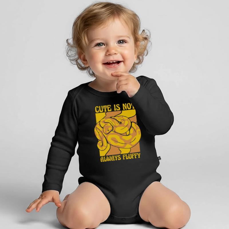 Cute Is Not Always Fluffy Python Snake Banana Organic Longsleeve Baby Bodysuit