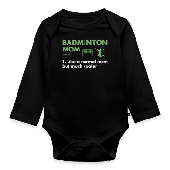Sport Mom Definition Badminton - Baby Bio-Langarm-Body - Schwarz - Vorne