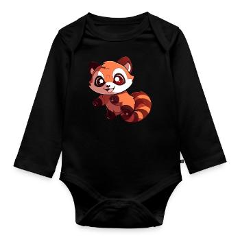 Red Panda - Organic Longsleeve Baby Bodysuit - black - Front