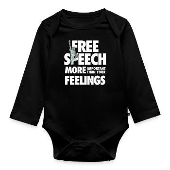 Redefreiheit ist wichtiger als Gefühle - Baby Bio-Langarm-Body - Schwarz - Vorne
