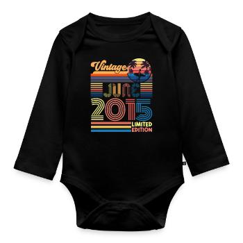 Anniversaire juin 2015. Cadeau Juin 2015 June 2015 - Body Bébé bio manches longues - noir - Devant