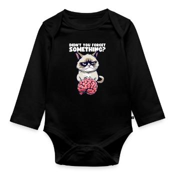 Grump Cat mit Gehirn - Didn't You Forget Something - Baby Bio-Langarm-Body - Schwarz - Vorne