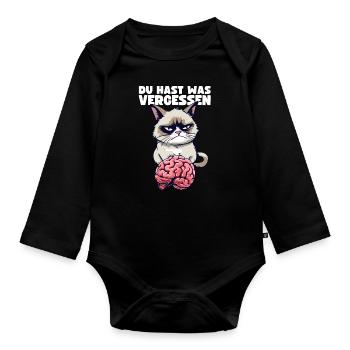 Grump Cat mit Gehirn - Du hast was vergessen Katze - Baby Bio-Langarm-Body - Schwarz - Vorne