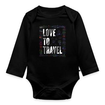 Stamp Flight Travel Holiday Cruise - Organic Longsleeve Baby Bodysuit - black - Front