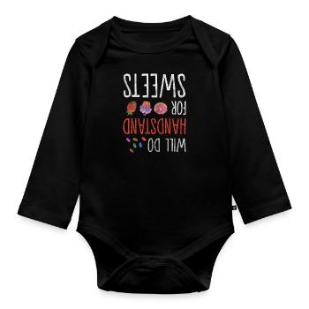 Candy Food Cookie Pastry - Organic Longsleeve Baby Bodysuit - black - Front