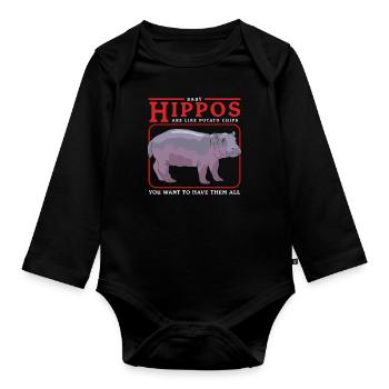 Hippos Baby Hippo Hippo Gift - Organic Longsleeve Baby Bodysuit - black - Front