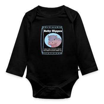 Hippo Baby Hippo Hippo Gift - Organic Longsleeve Baby Bodysuit - black - Front