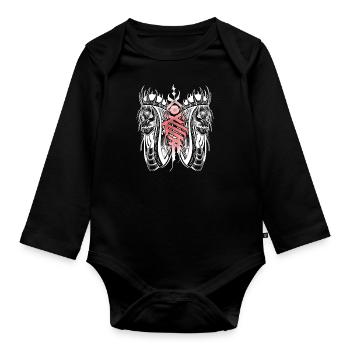 Gothic skull negative style art - Organic Longsleeve Baby Bodysuit - black - Front