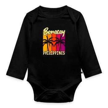 Sonnenuntergang Boracay Philippinen - Baby Bio-Langarm-Body - Schwarz - Vorne